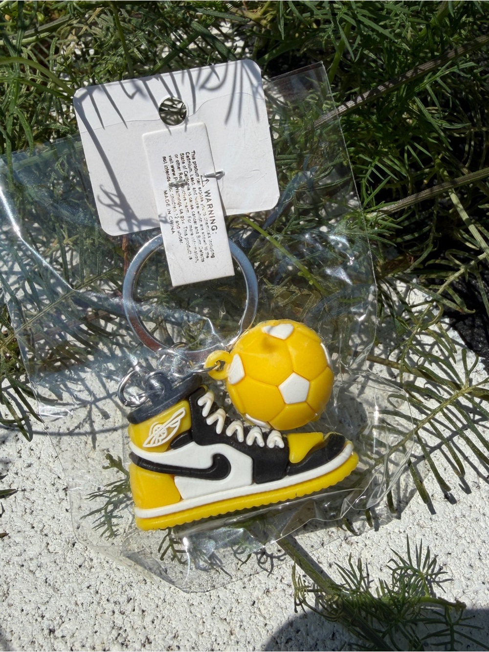 Kids Yellow & Black Sneaker Keychain with Soccer Ball Charm -